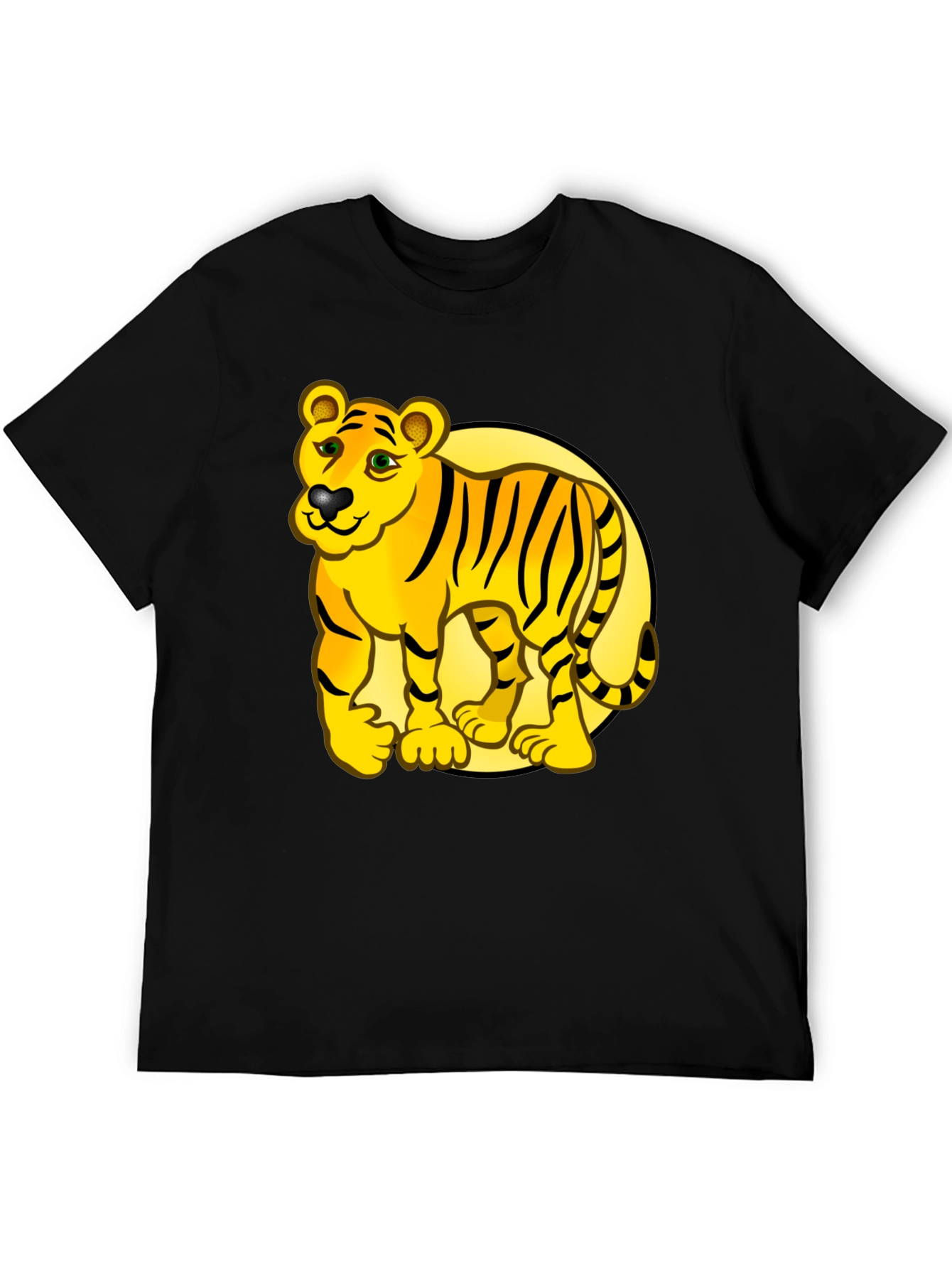 Cartoon Tiger Graphic Tee - Black T-Shirt