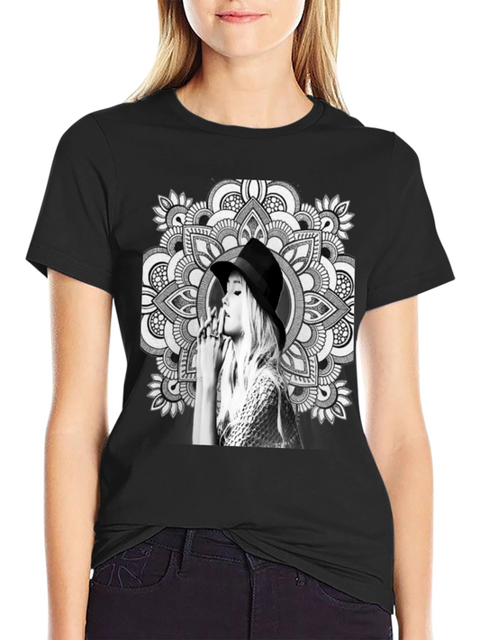 Black T-Shirt with Artistic Mandala Design