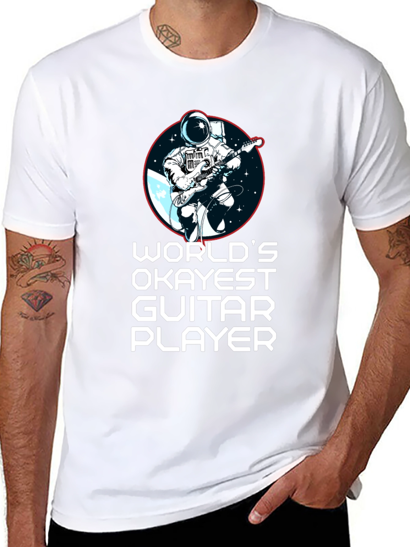 Worlds Okayest Guitar Player Black T-Shirt