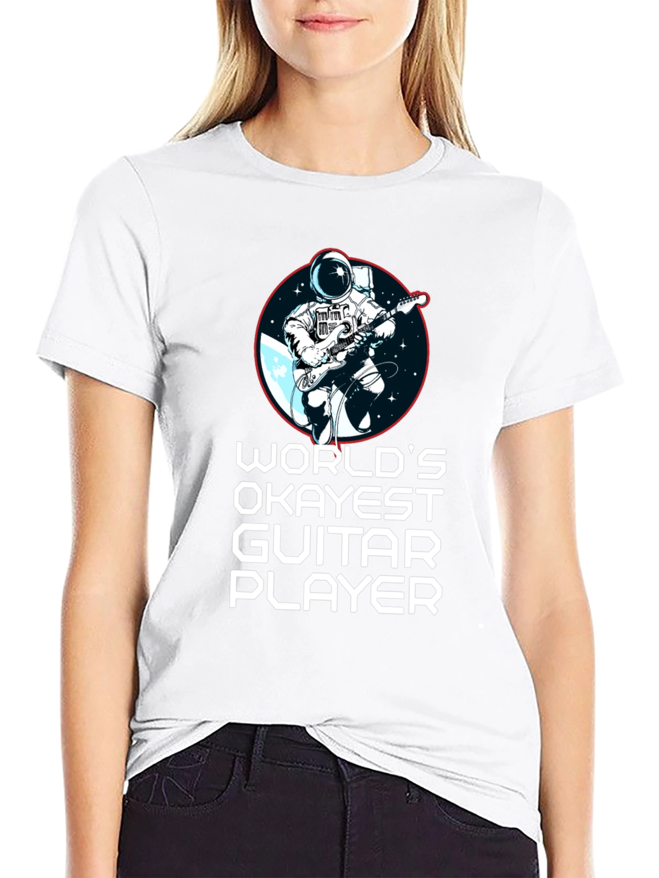 Worlds Okayest Guitar Player Black T-Shirt