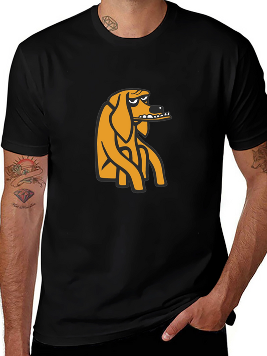Black T-Shirt with Cartoon Dog Graphic