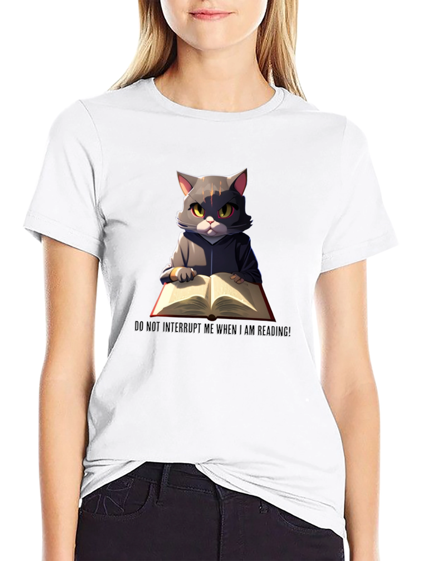 Reading Cat Graphic T-Shirt - Do Not Disturb
