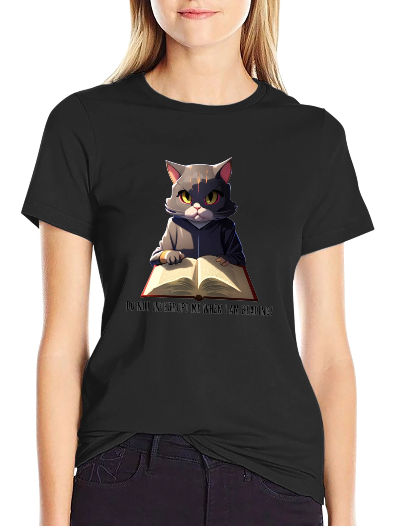 Reading Cat Graphic T-Shirt - Do Not Disturb