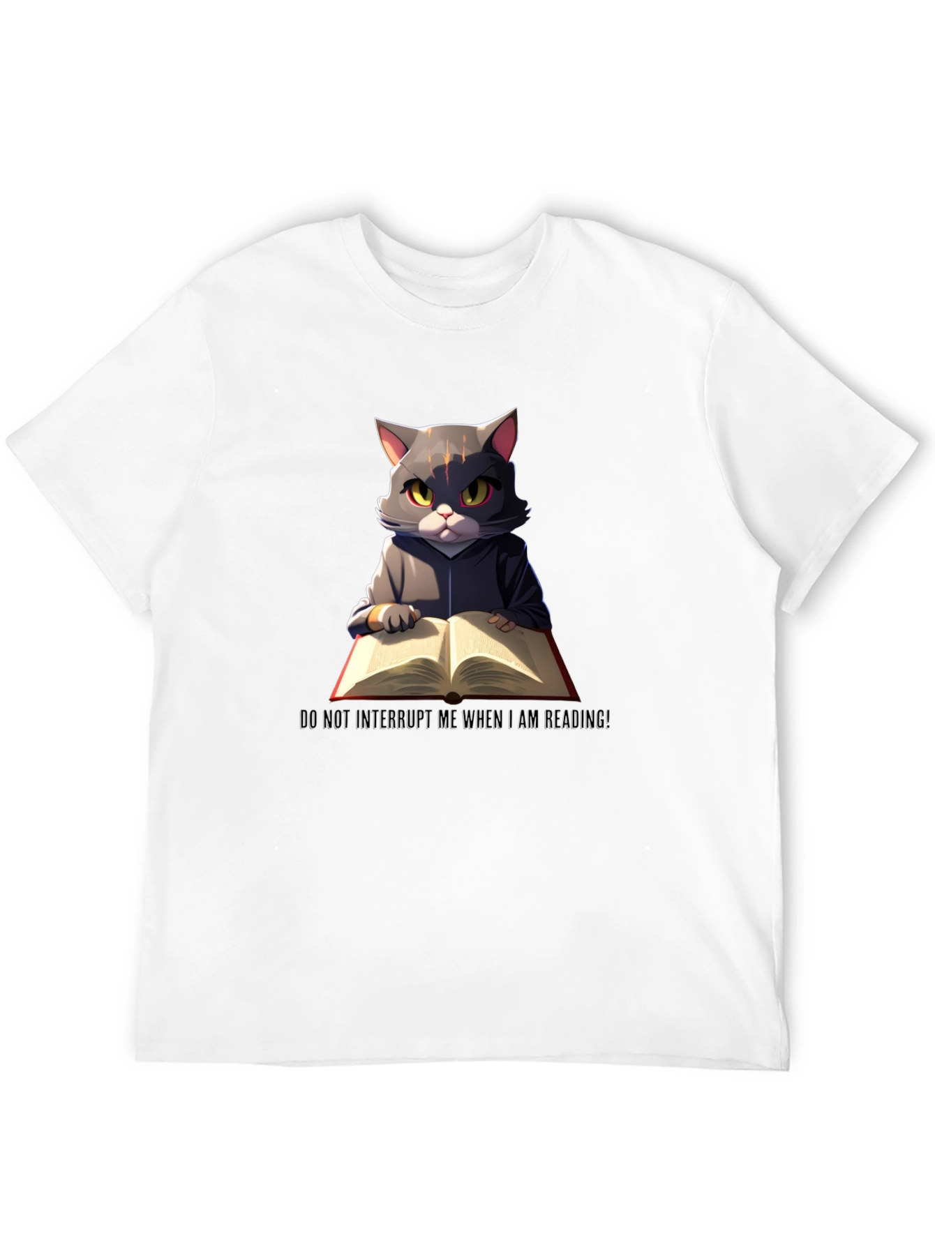 Reading Cat Graphic T-Shirt - Do Not Disturb