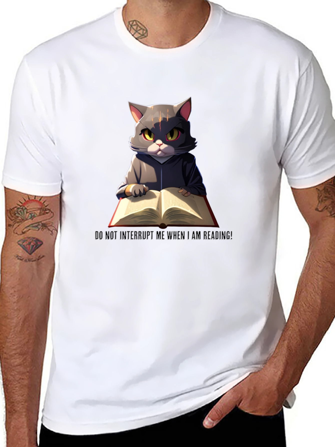 Reading Cat Graphic T-Shirt - Do Not Disturb