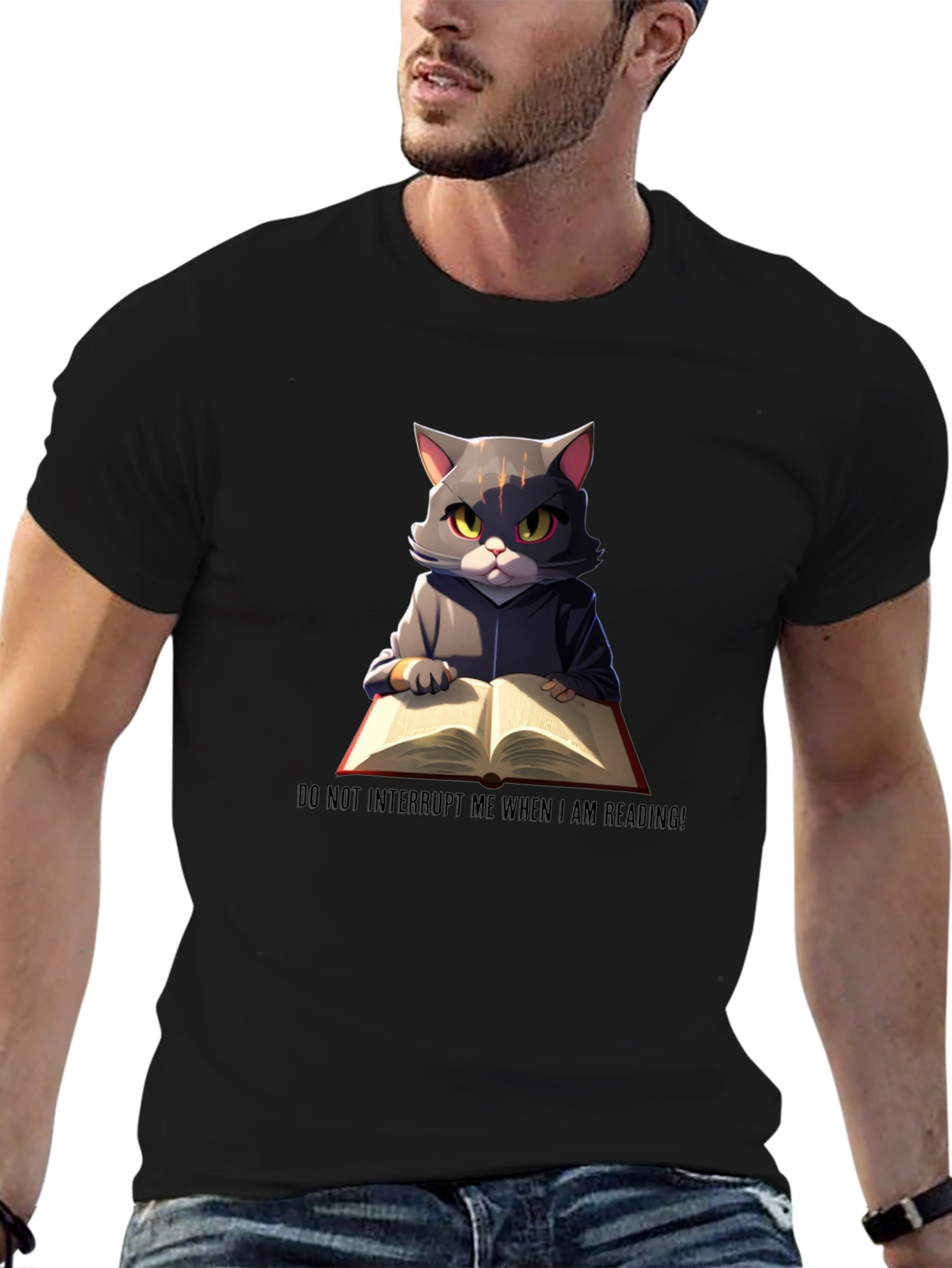 Reading Cat Graphic T-Shirt - Do Not Disturb