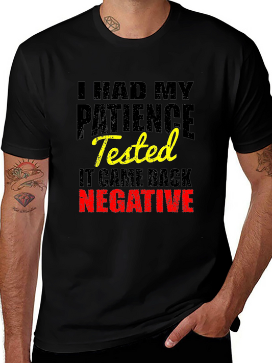 Funny Patience Tested Negative Black T-Shirt