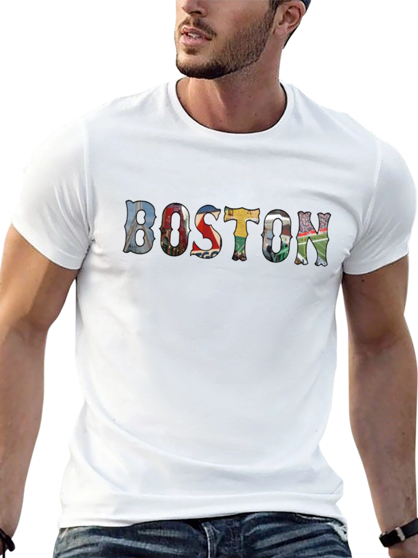 Boston Landmark Collage Graphic T-Shirt - Black