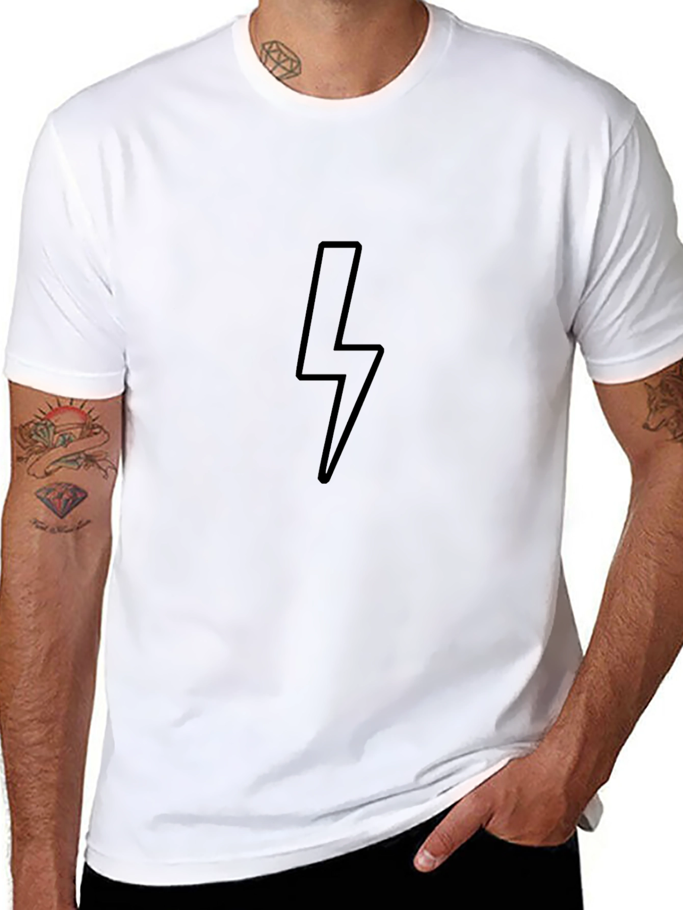 Black T-Shirt with Lightning Bolt Design