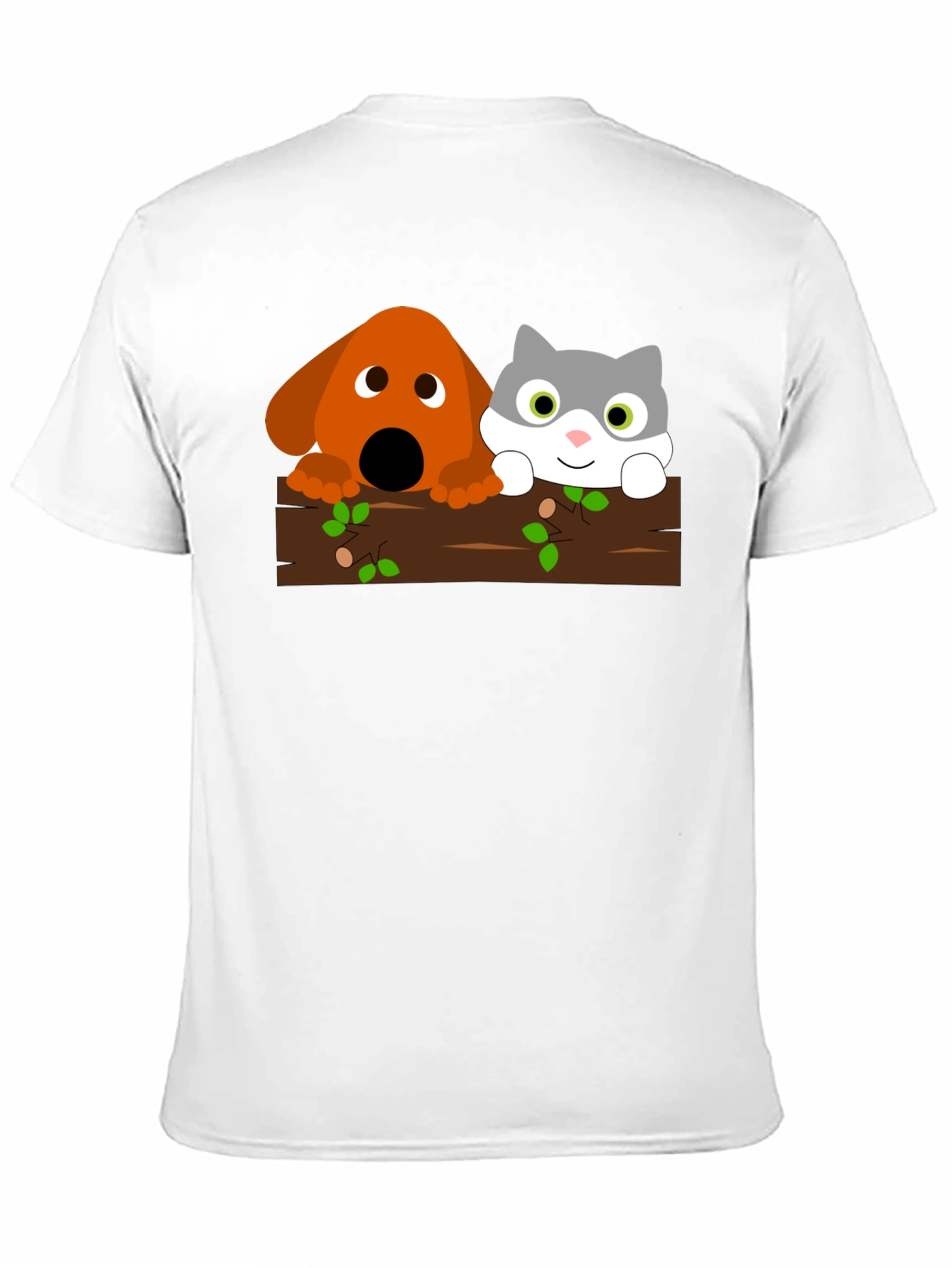 Dog & Cat Cartoon Graphic Black T-Shirt