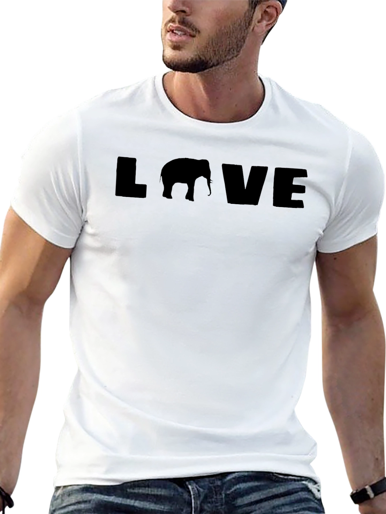 Love Elephant T-Shirt - Black Graphic Tee