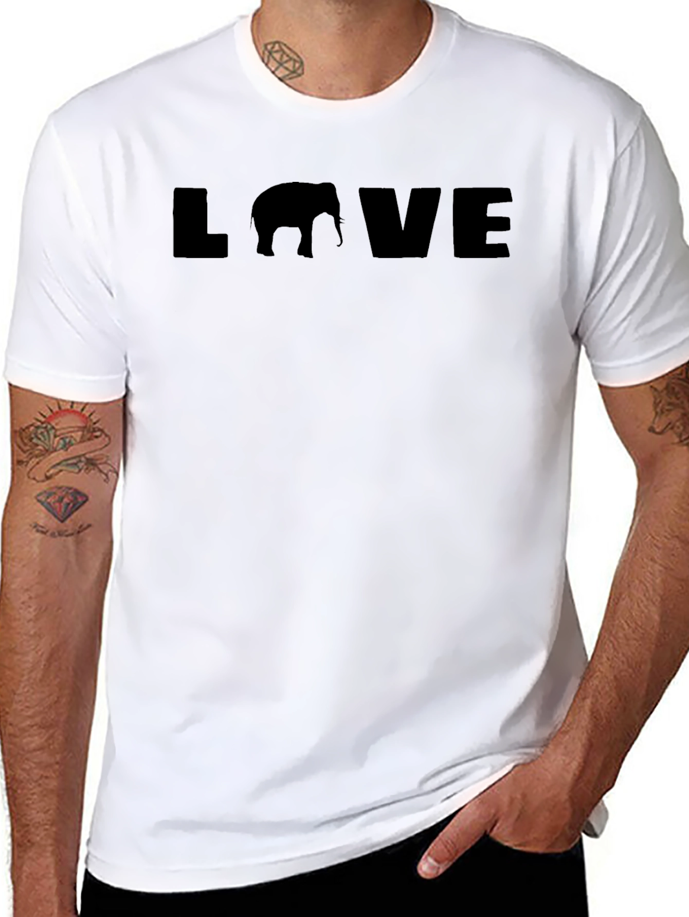 Love Elephant T-Shirt - Black Graphic Tee