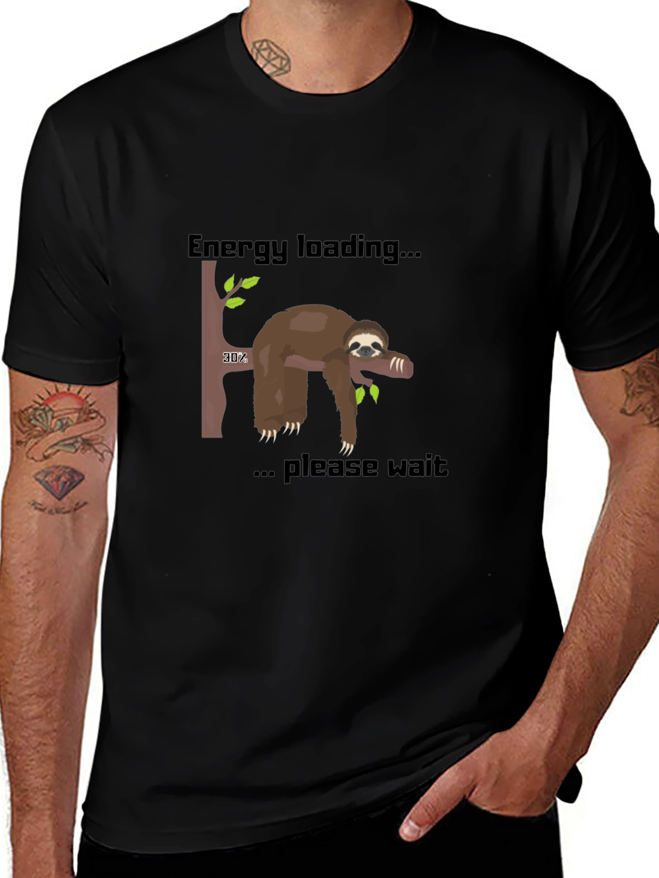 Energy Loading Sloth T-Shirt - Funny Graphic Tee