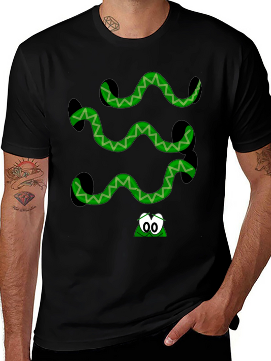 Green Snake Graphic Black T-Shirt