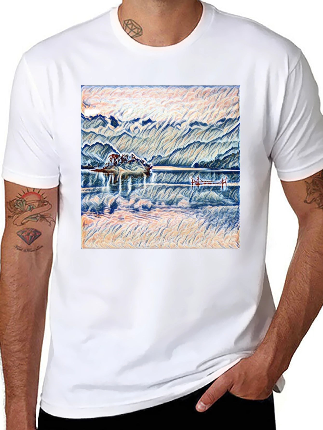 Mountain Lake View Graphic Tee - Relaxed Fit