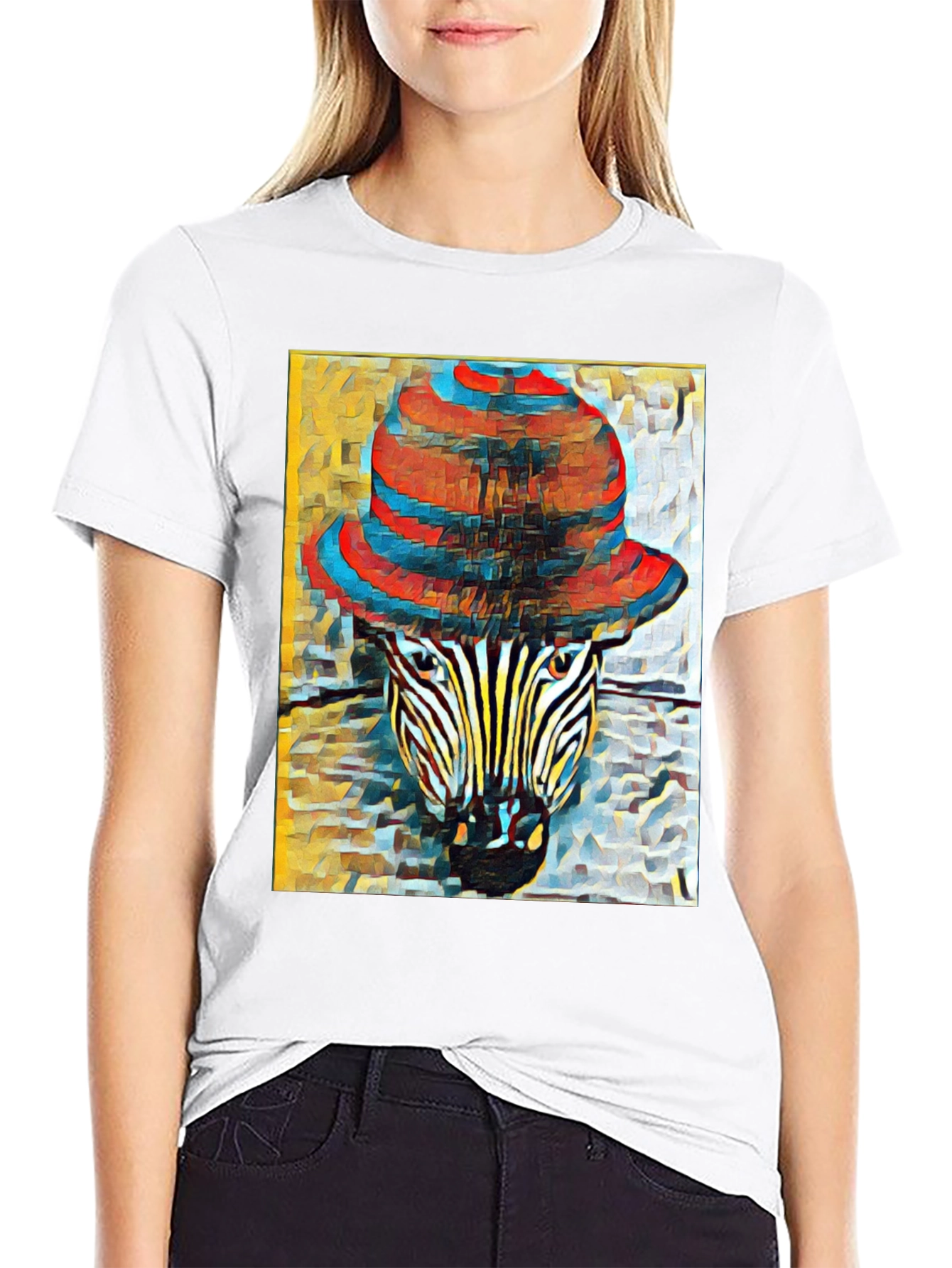 Zebra in Hat Graphic T-Shirt