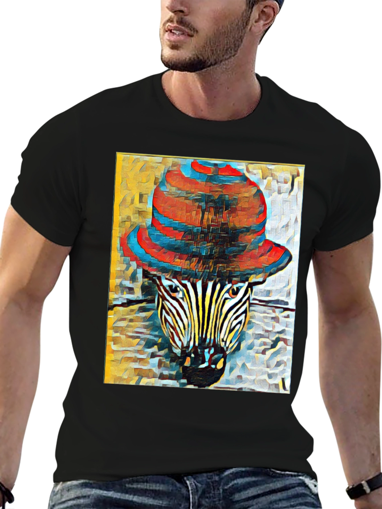 Zebra in Hat Graphic T-Shirt