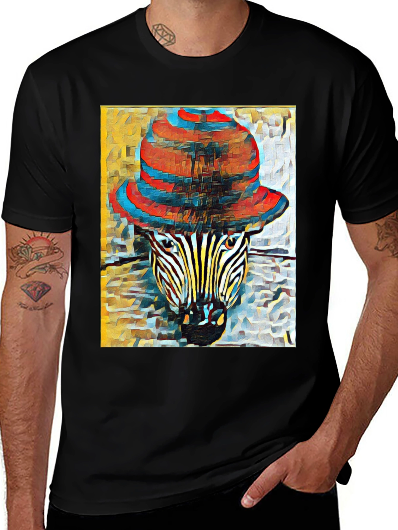 Zebra in Hat Graphic T-Shirt