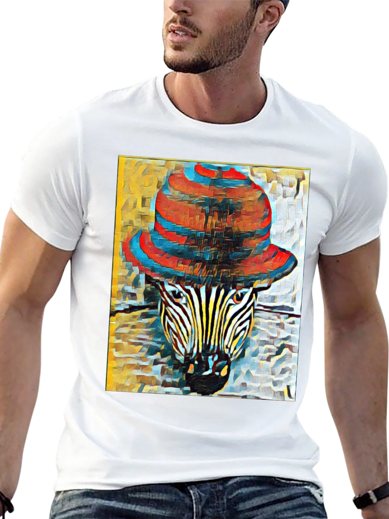 Zebra in Hat Graphic T-Shirt
