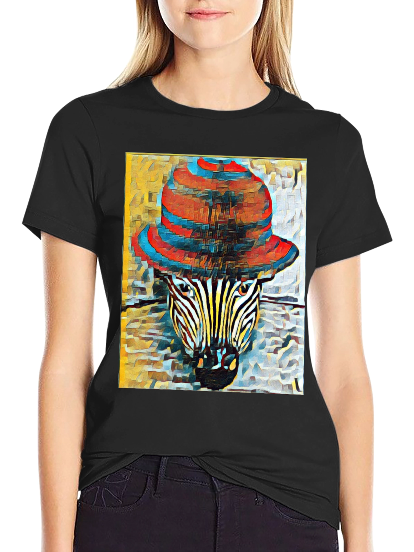 Zebra in Hat Graphic T-Shirt