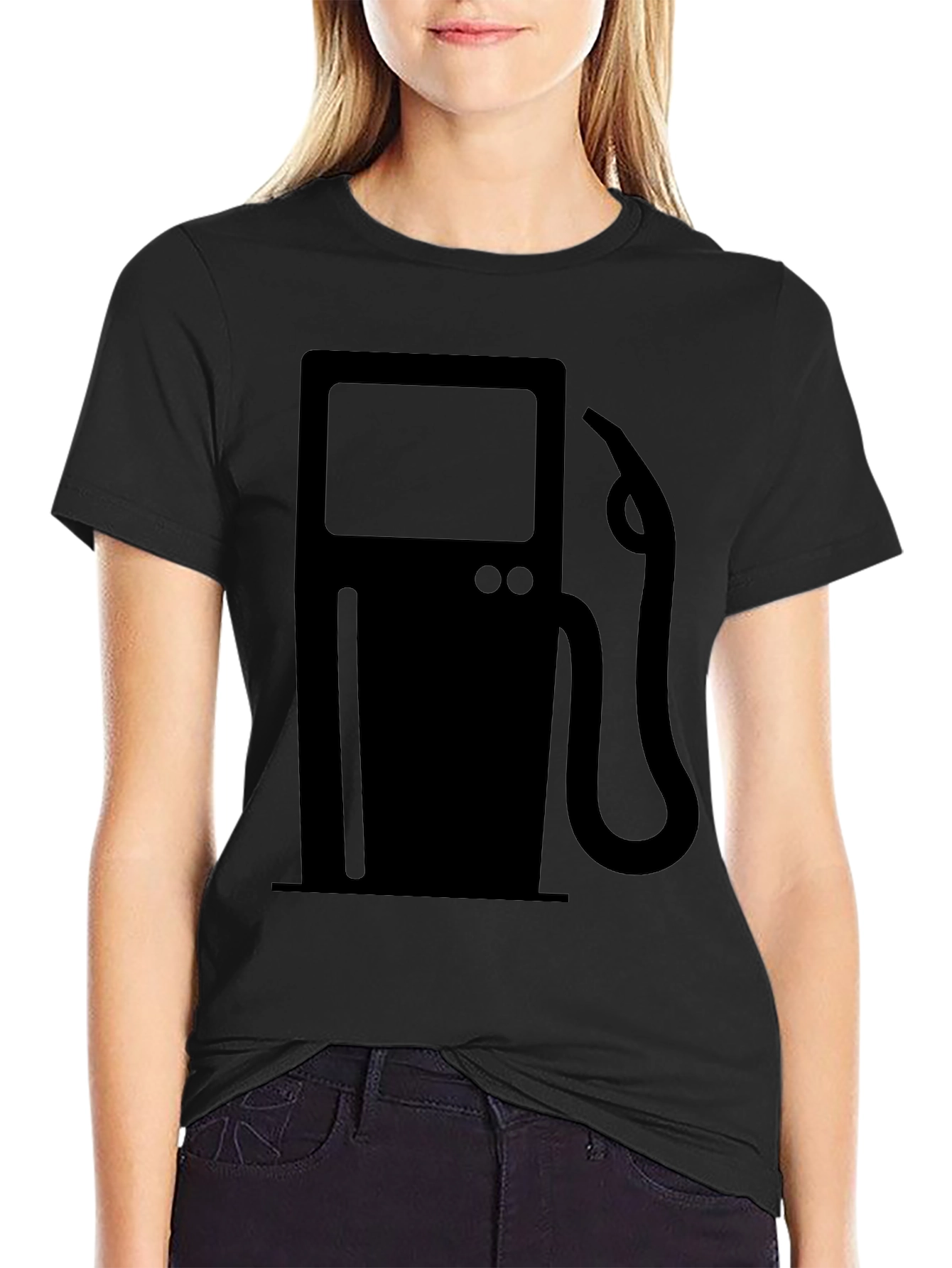Gas Pump Graphic Tee - Black Cotton Comfort