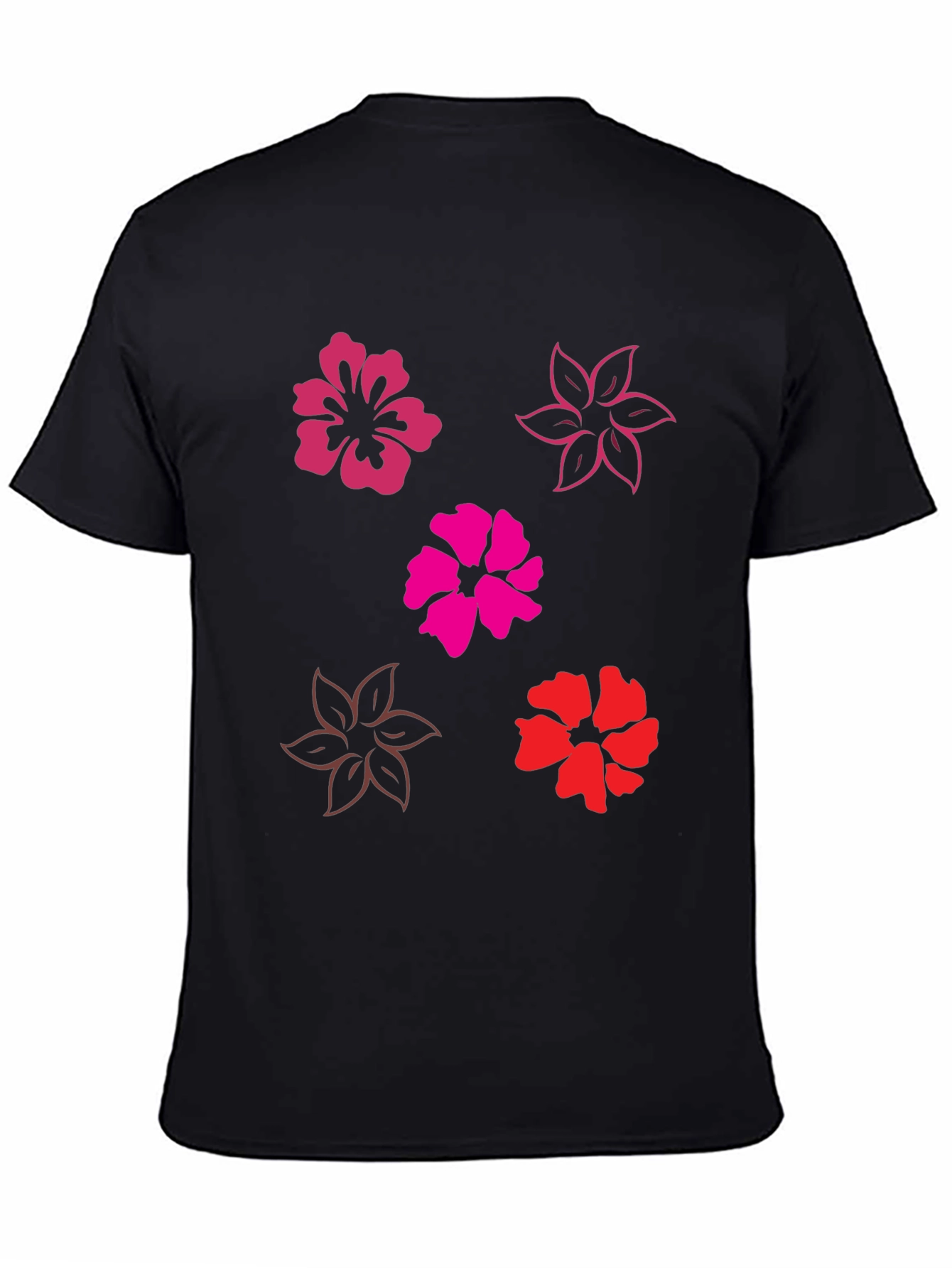 Floral Print Black T-Shirt - Casual Comfort