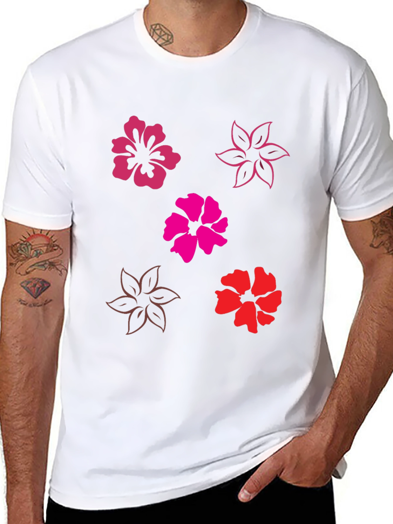 Floral Print Black T-Shirt - Casual Comfort