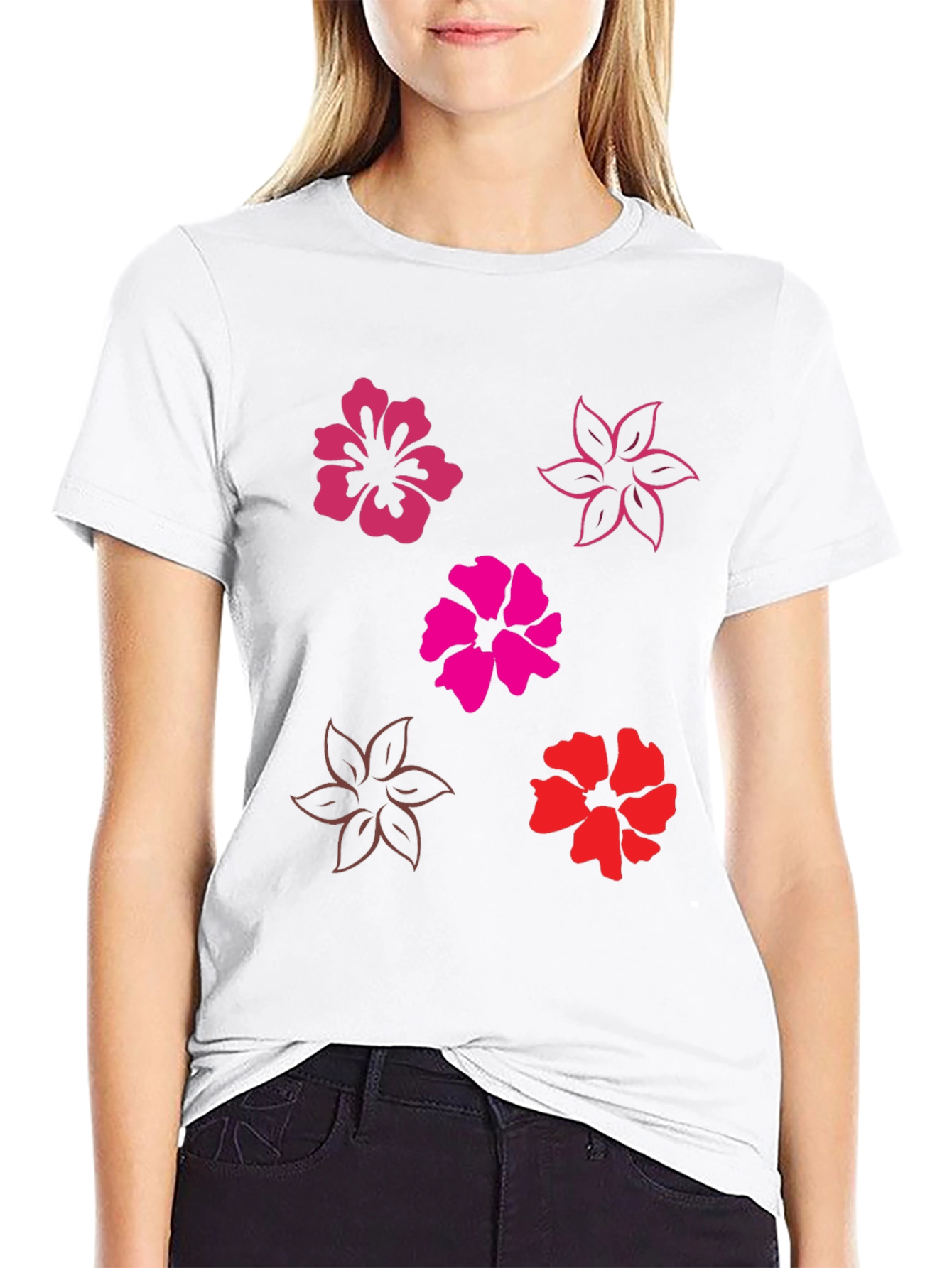 Floral Print Black T-Shirt - Casual Comfort