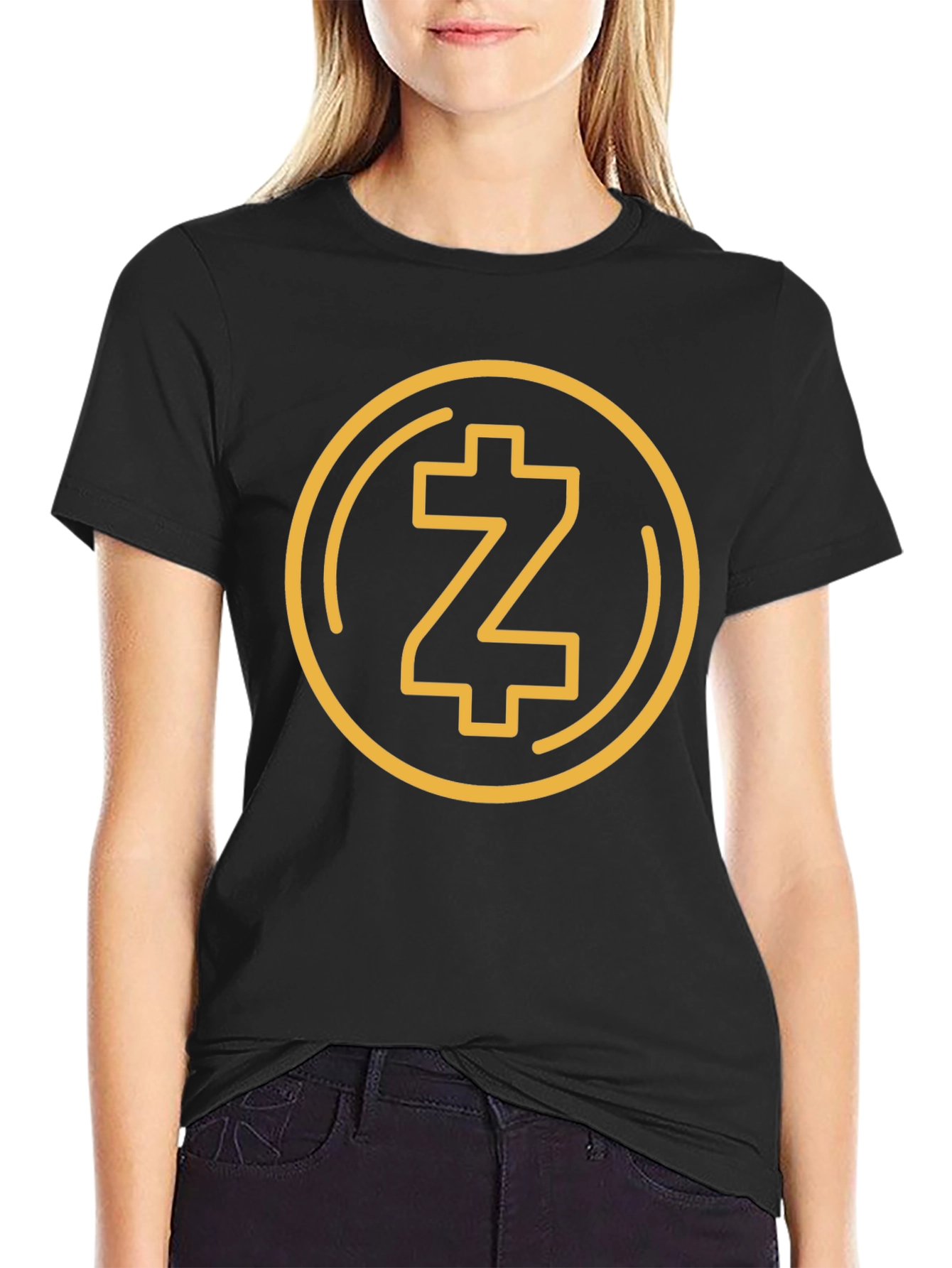 Black T-Shirt with Gold Crypto Coin Z Design