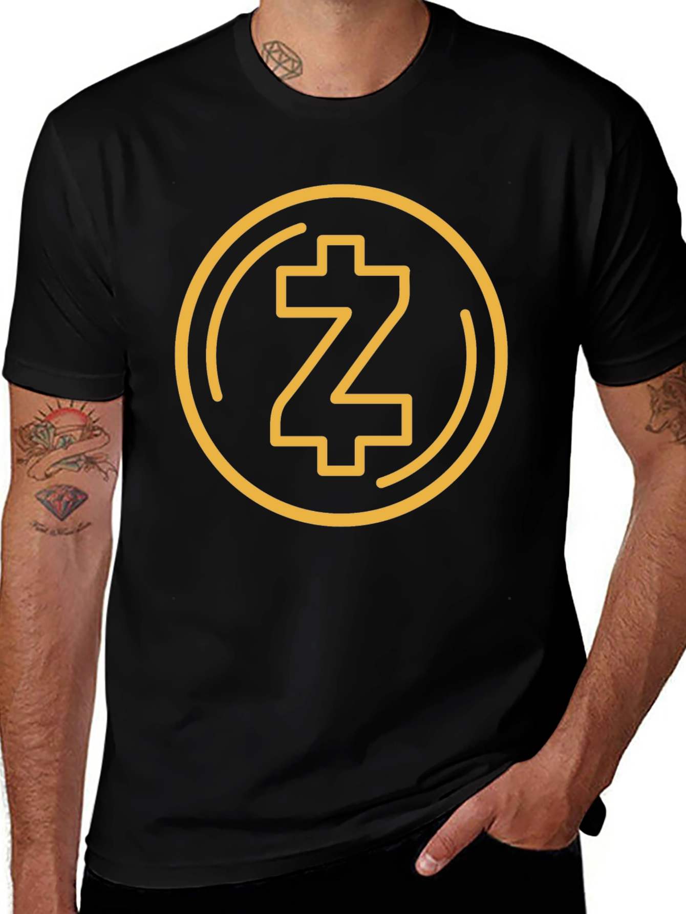Black T-Shirt with Gold Crypto Coin Z Design