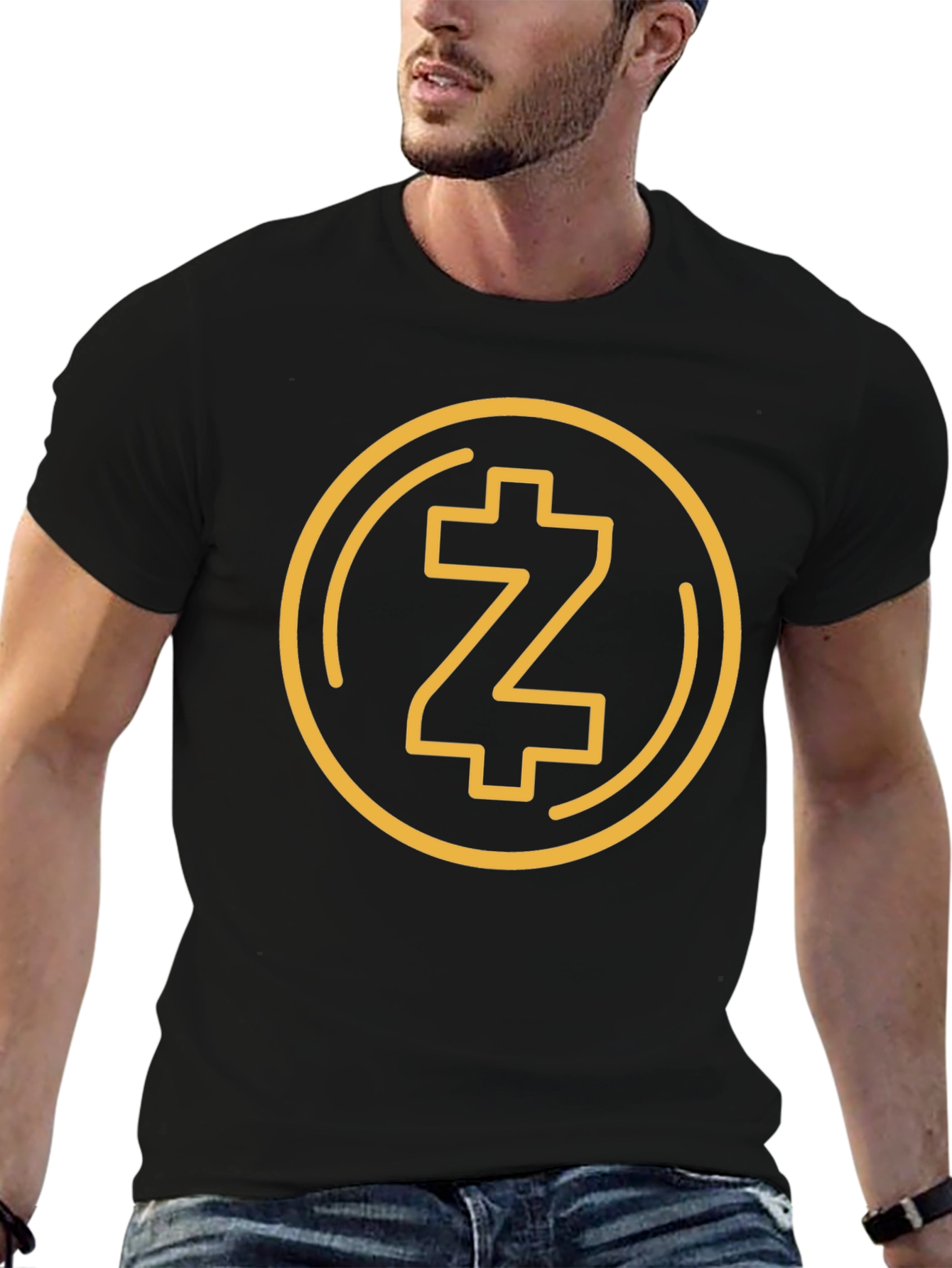 Black T-Shirt with Gold Crypto Coin Z Design