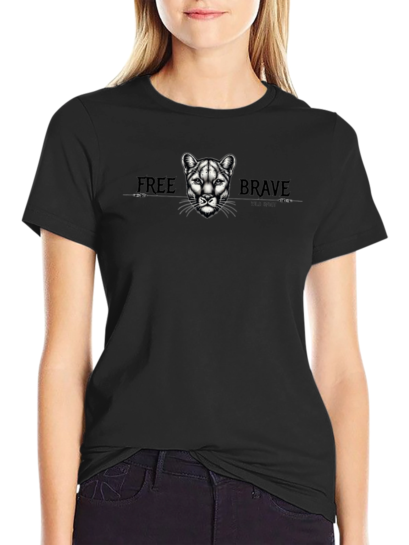 Wild Spirit Tee: Free Brave Cougar Graphic T-Shirt
