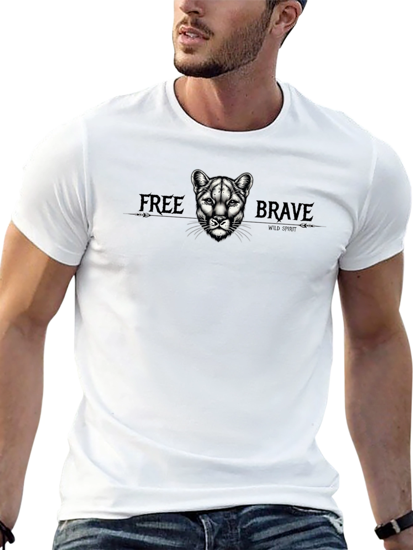 Wild Spirit Tee: Free Brave Cougar Graphic T-Shirt
