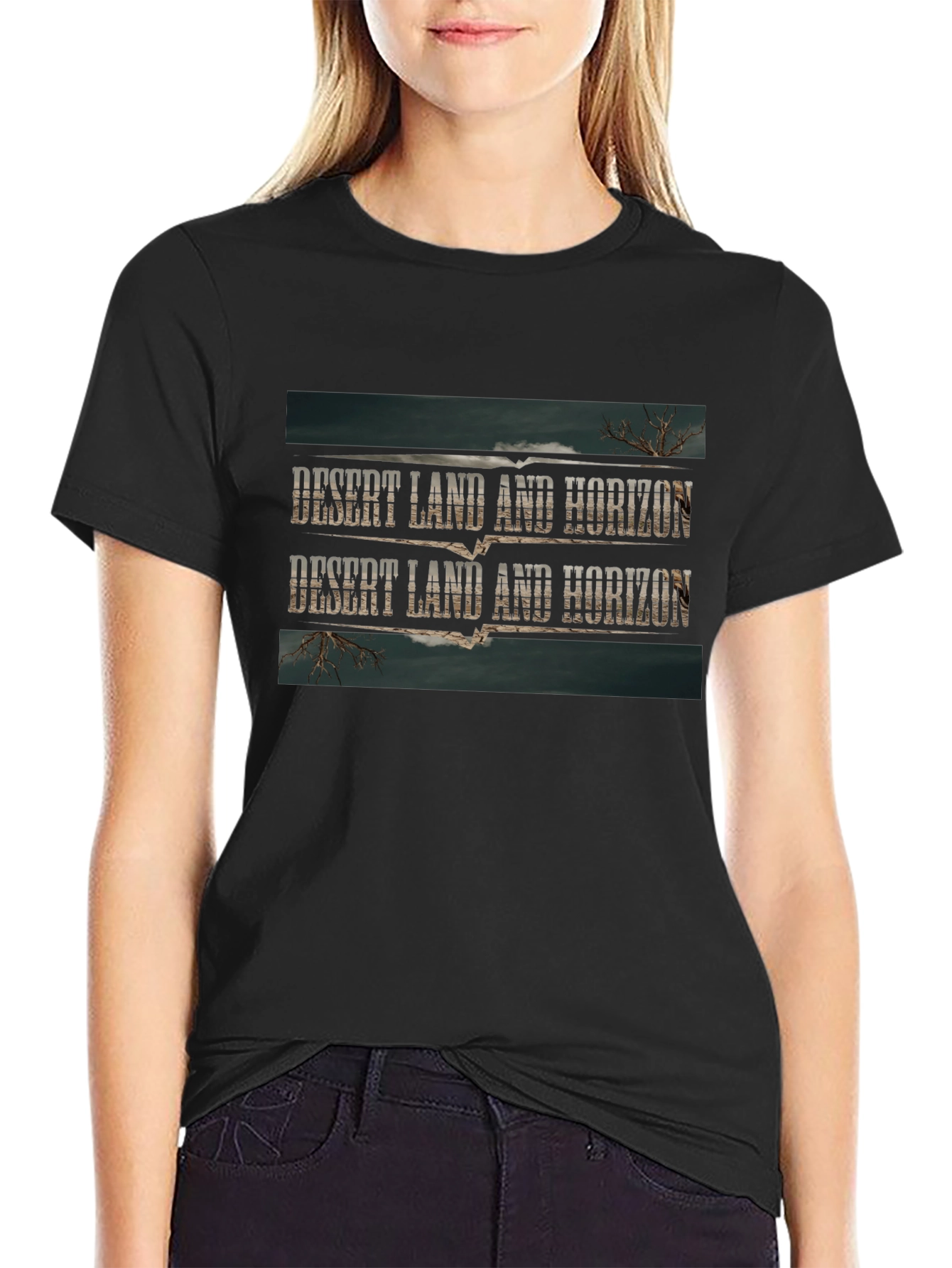 Desert Land Horizon Black T-Shirt
