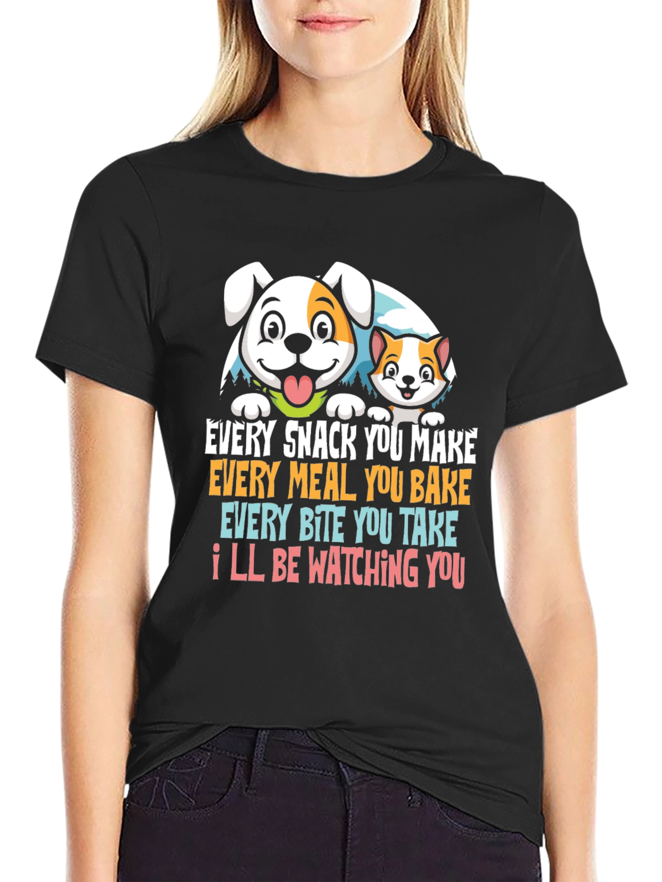 Funny Pet Lover T-Shirt Dog & Cat Watching You