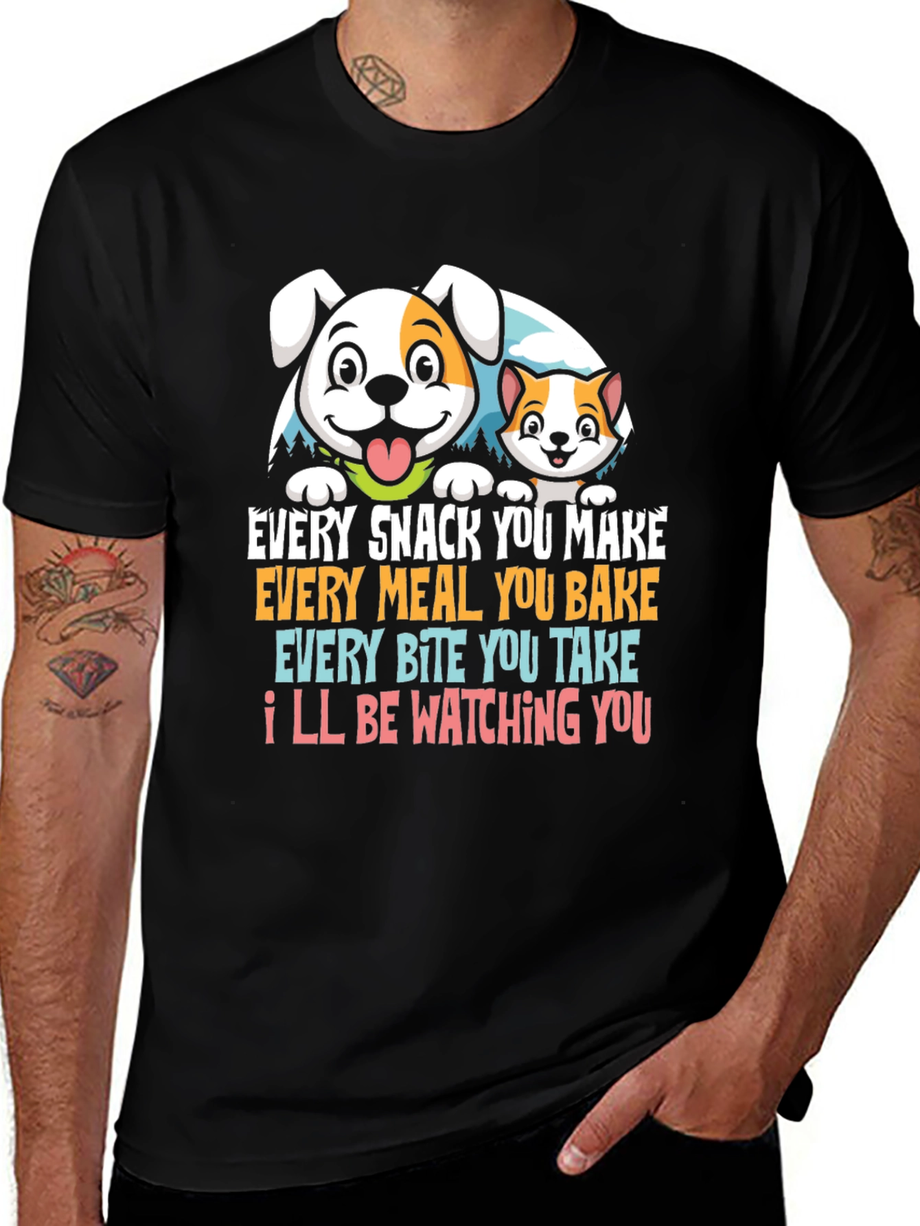 Funny Pet Lover T-Shirt Dog & Cat Watching You