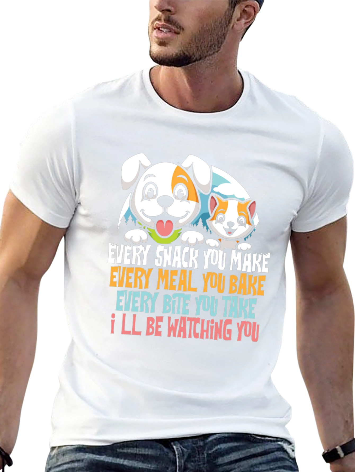 Funny Pet Lover T-Shirt Dog & Cat Watching You