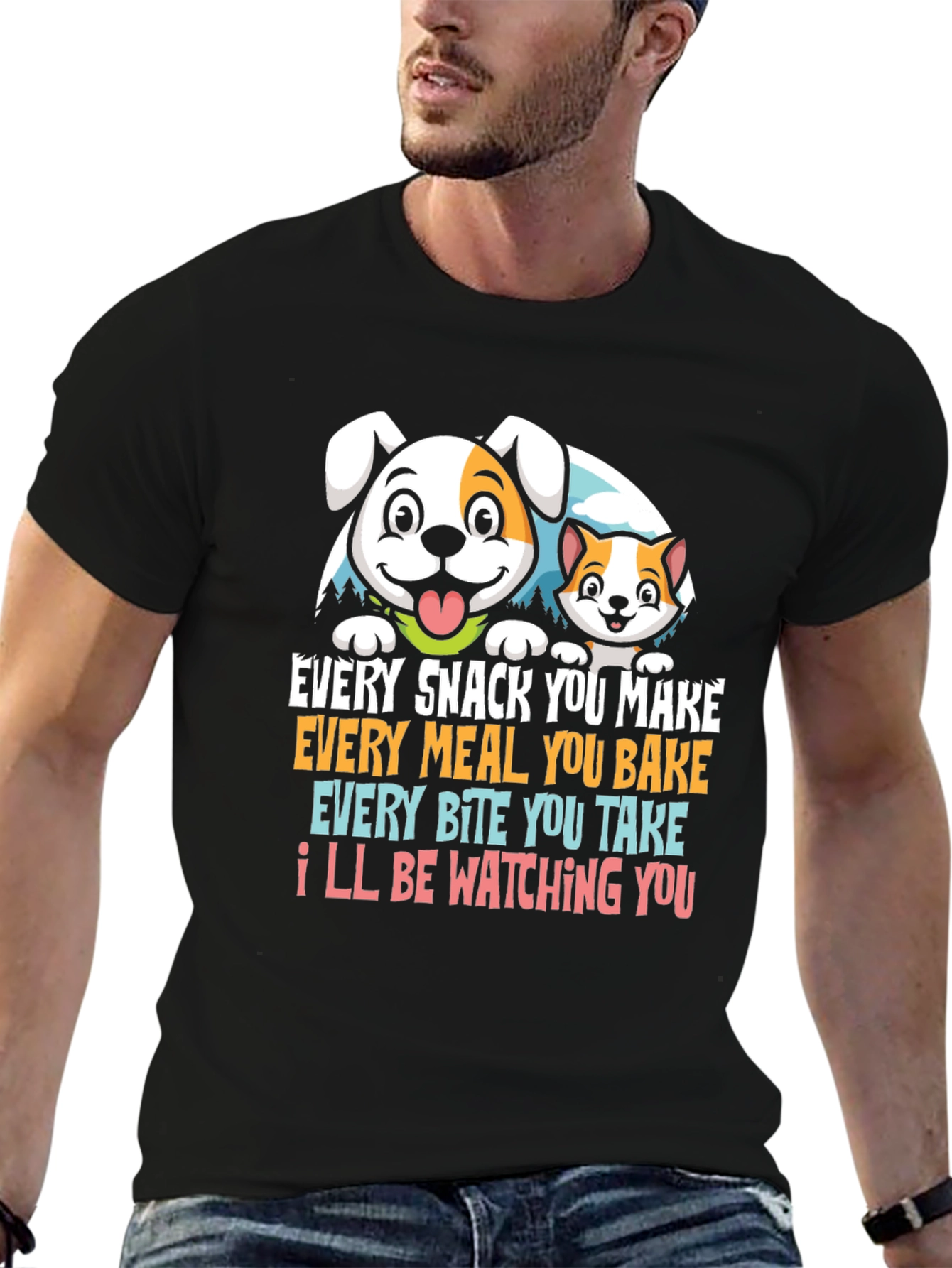 Funny Pet Lover T-Shirt Dog & Cat Watching You
