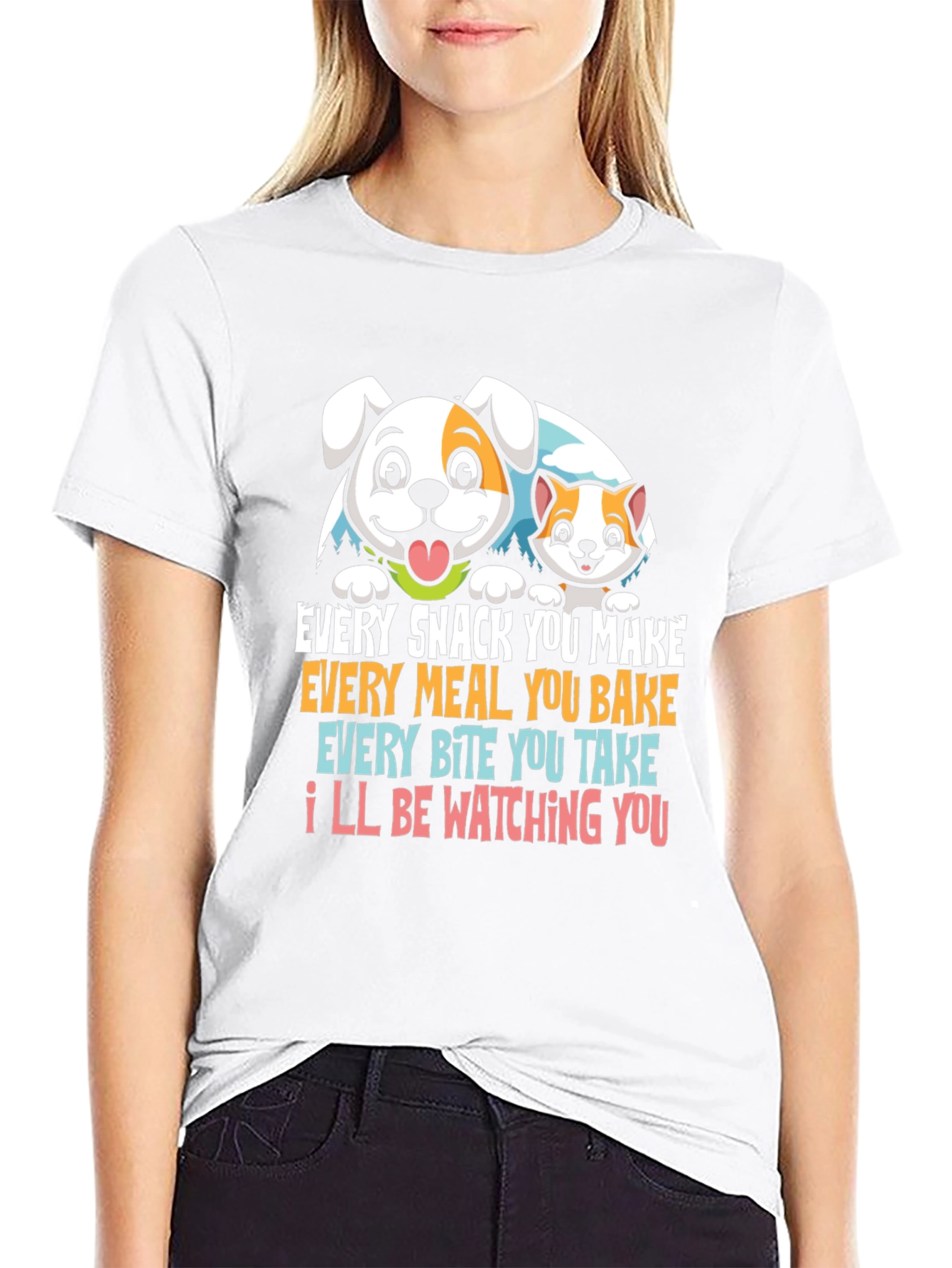 Funny Pet Lover T-Shirt Dog & Cat Watching You