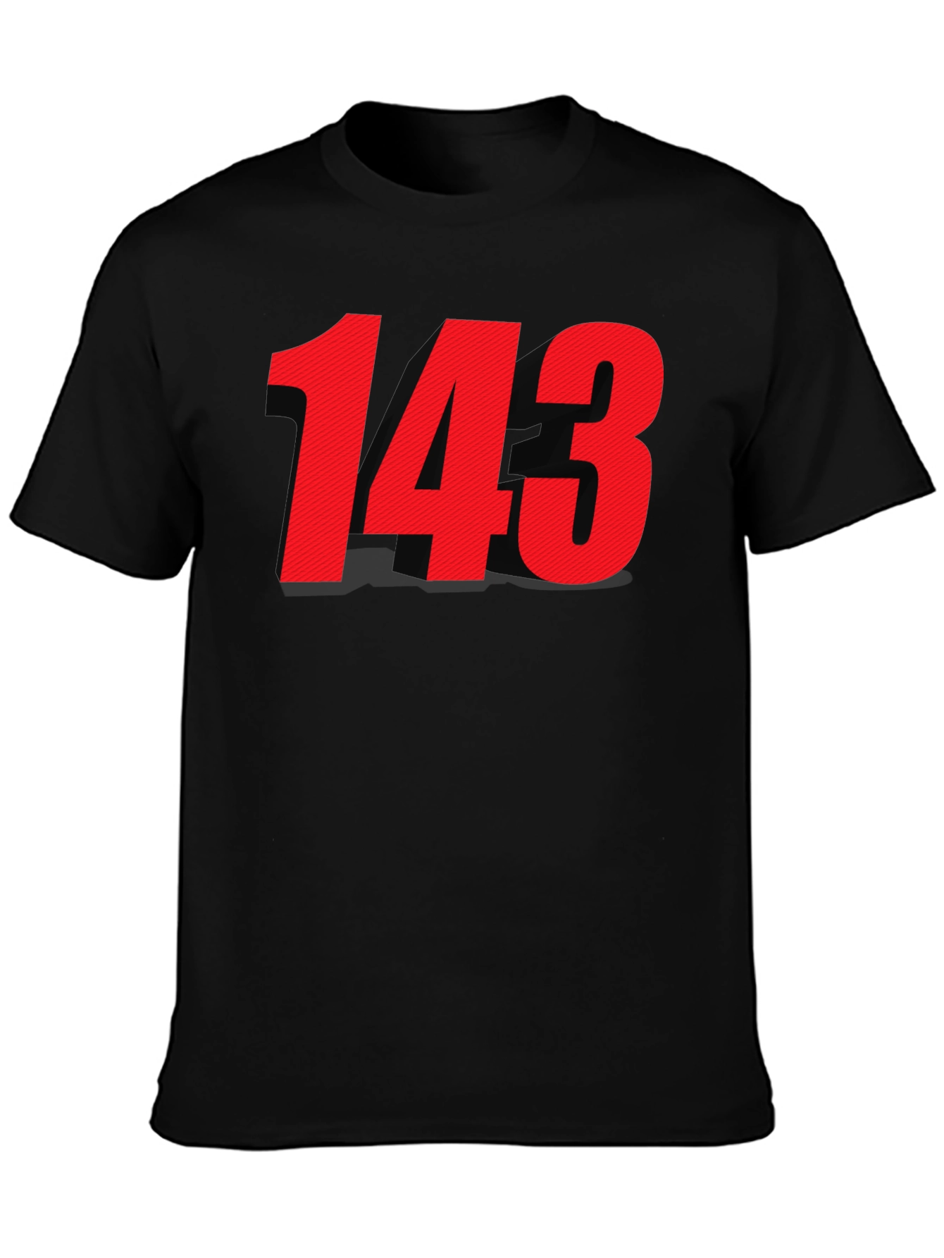 Black T-shirt with Bold Red 143 Design