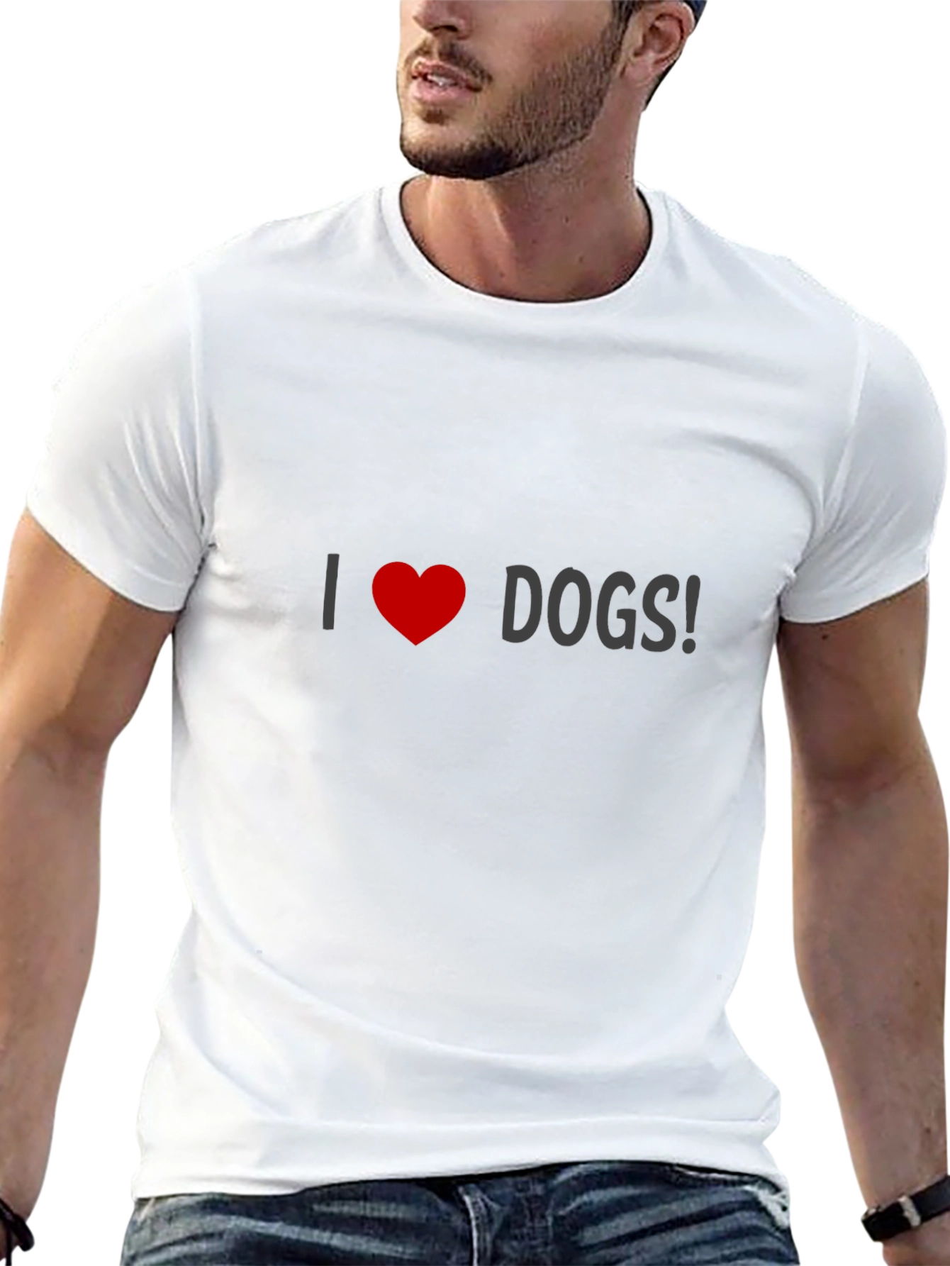 I Love Dogs T-Shirt - Black Crew Neck