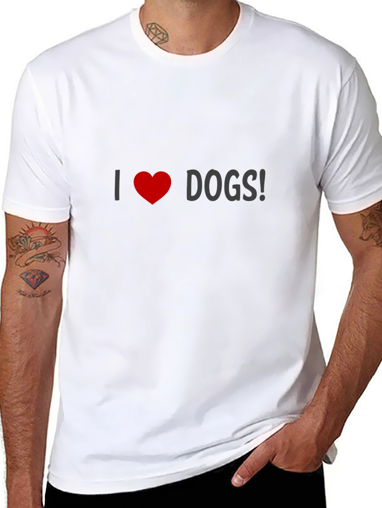 I Love Dogs T-Shirt - Black Crew Neck