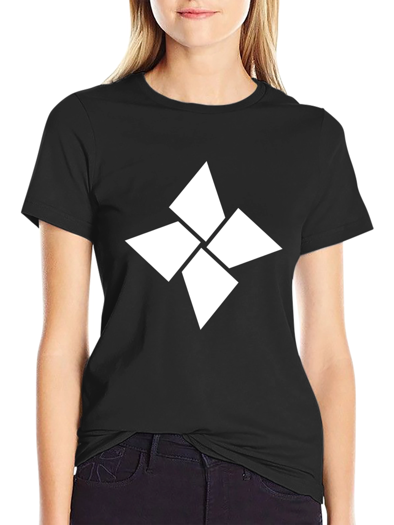 Geometric White Logo Black T-Shirt