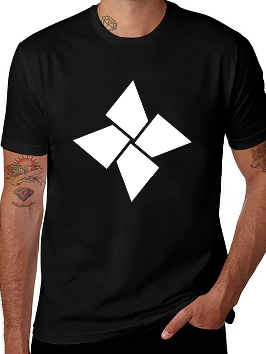 Geometric White Logo Black T-Shirt