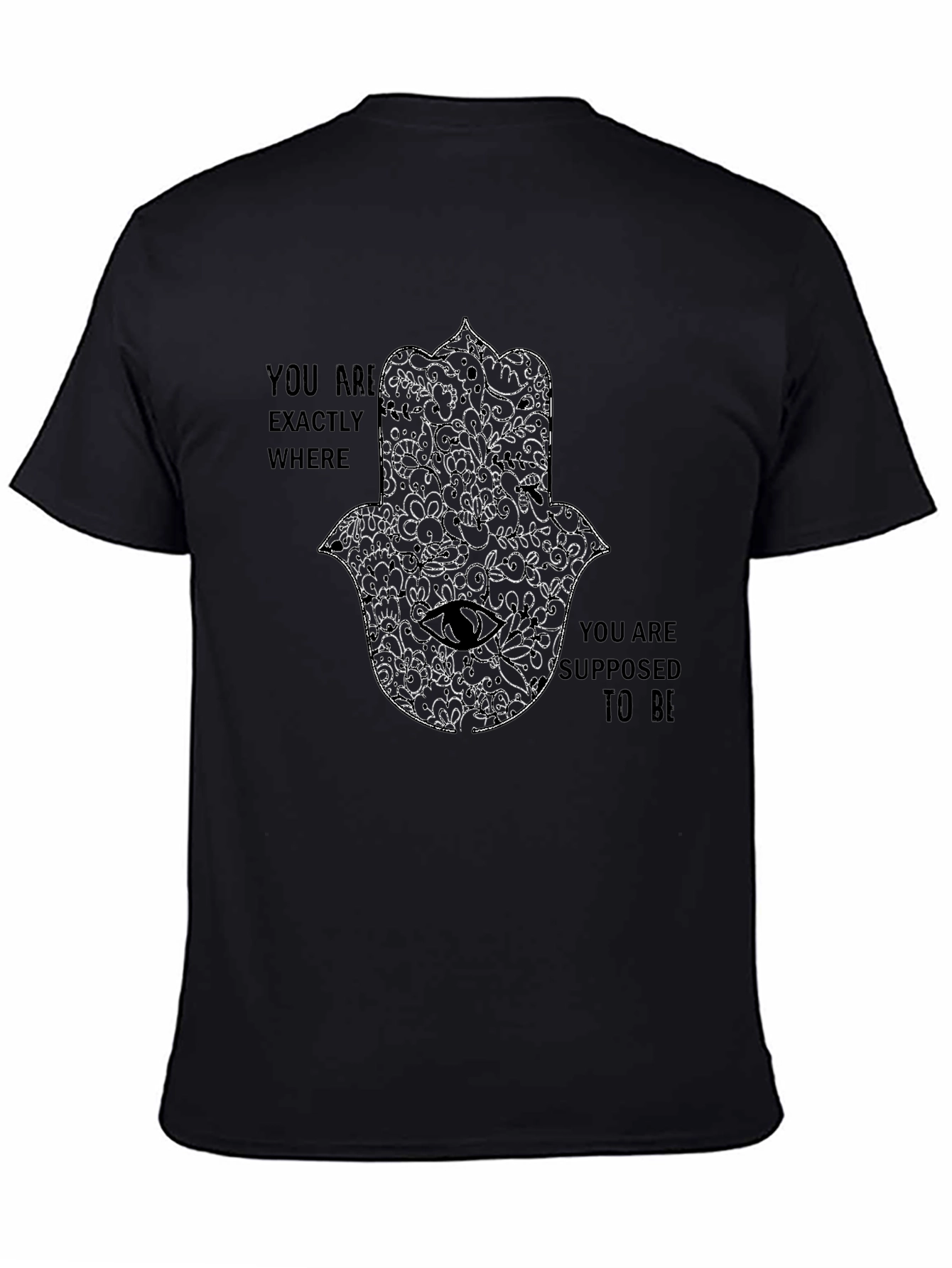 Mens Black Graphic Tee - Hamsa Hand Design