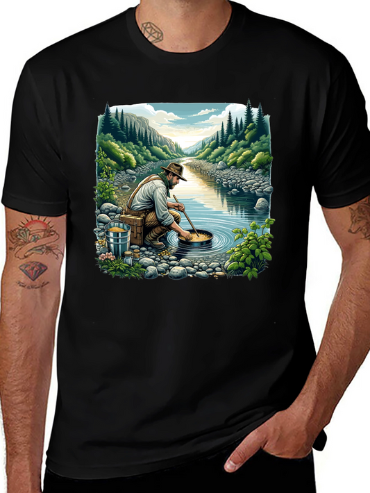 Gold Panning Graphic Tee - Nature Adventure Shirt