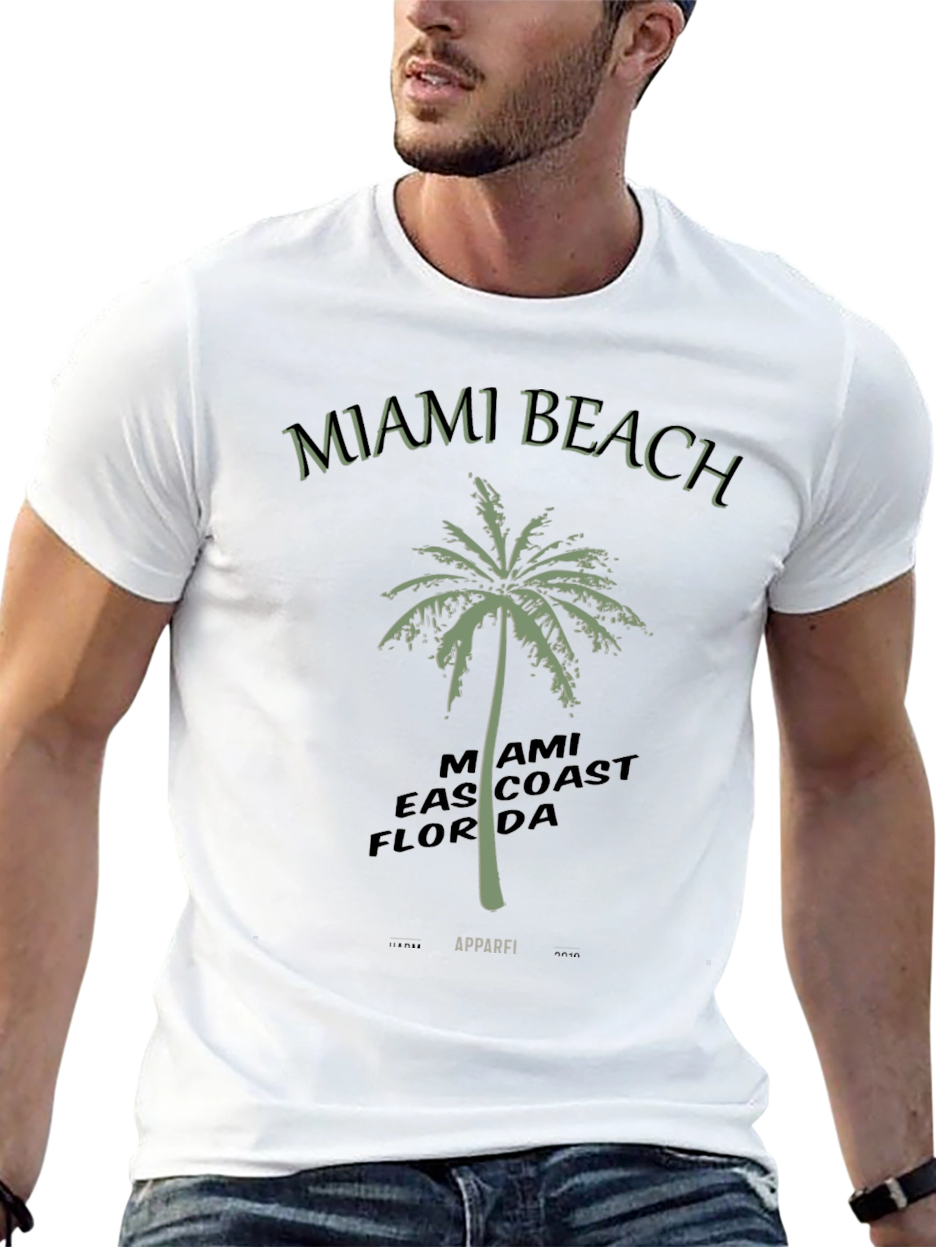 Miami Beach Palm Tree Mens T-Shirt