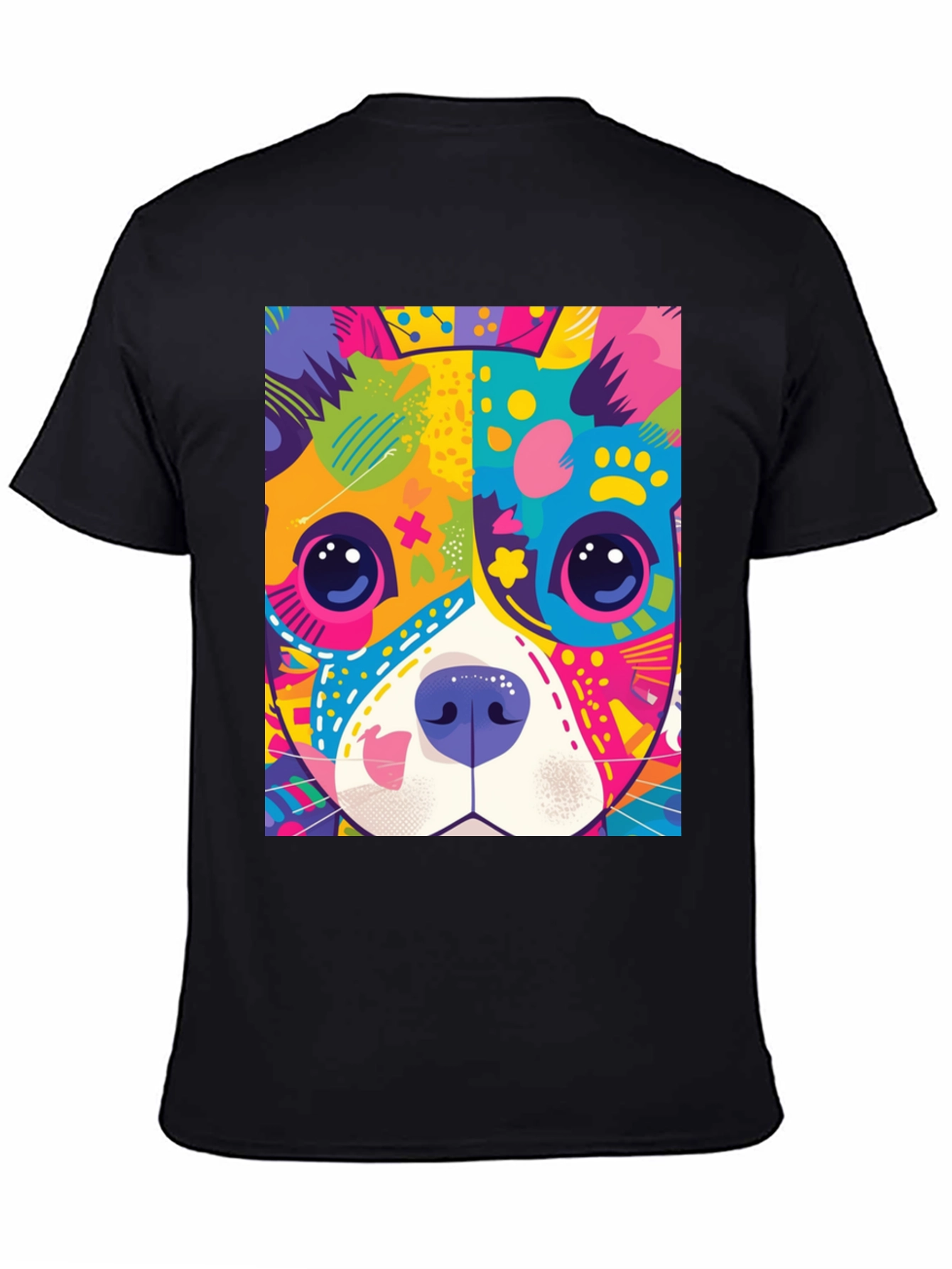Vibrant Dog Graphic Tee - Pop Art Style