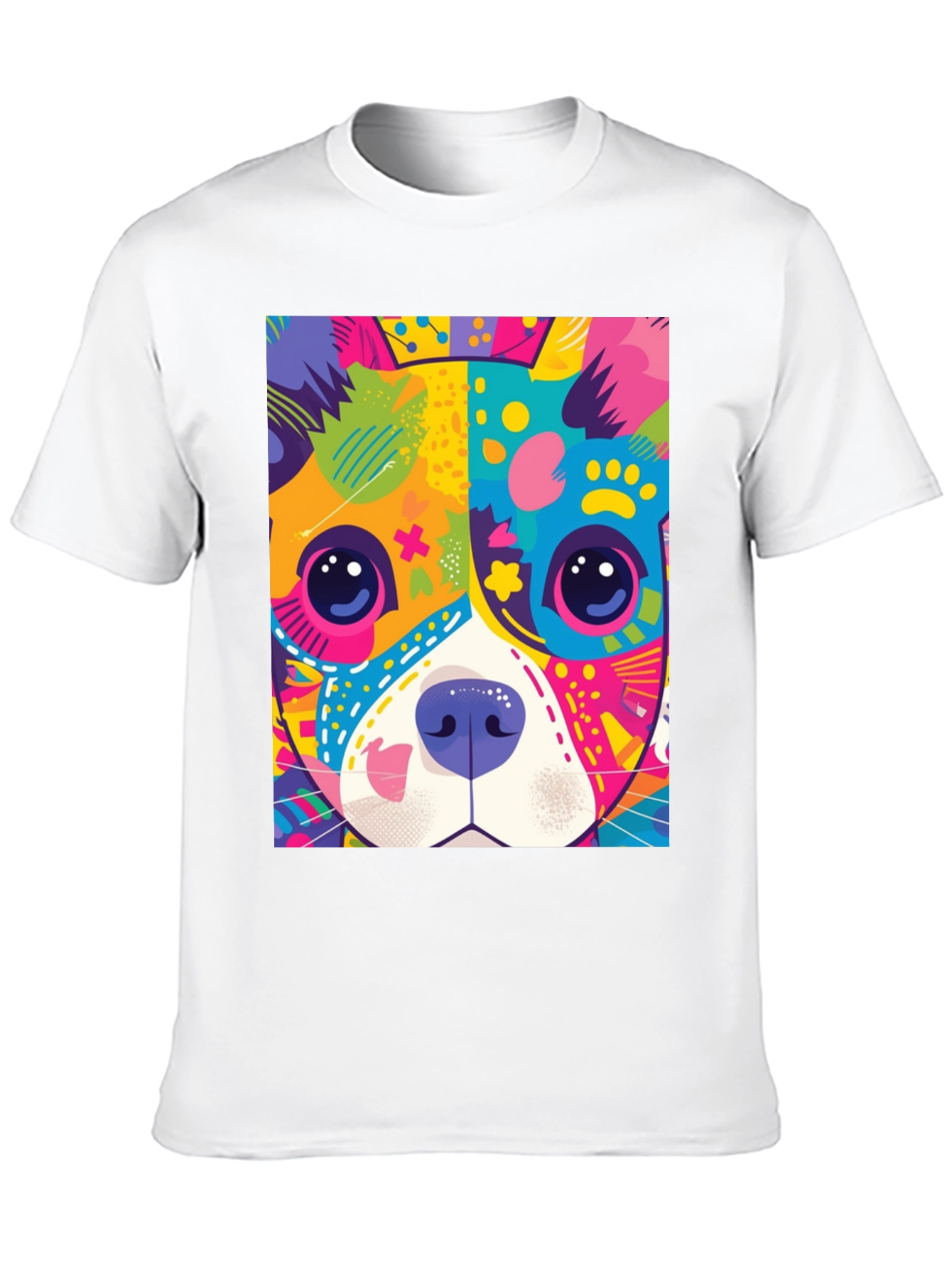 Vibrant Dog Graphic Tee - Pop Art Style