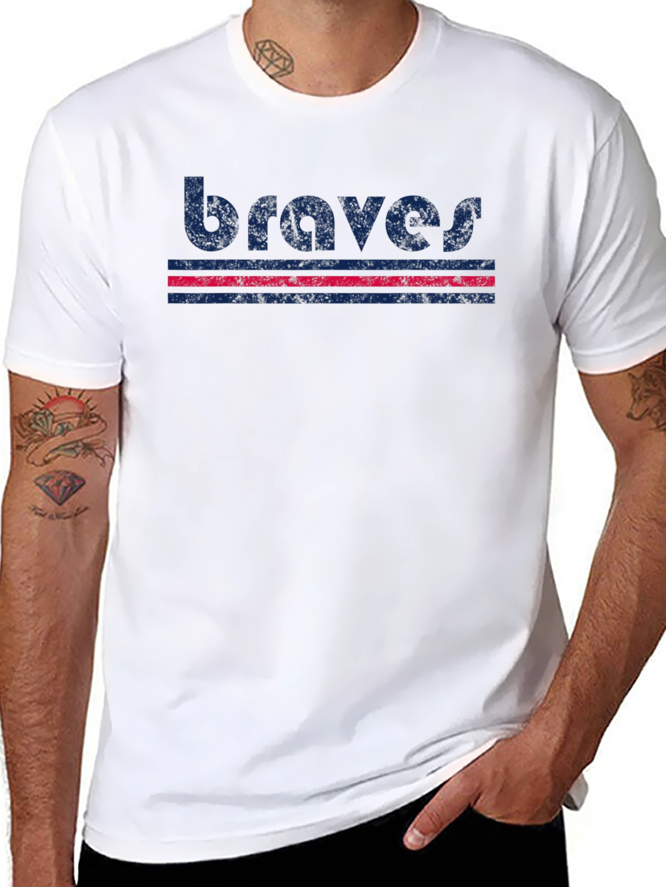 Braves Retro Graphic T-Shirt - Black Cotton Blend